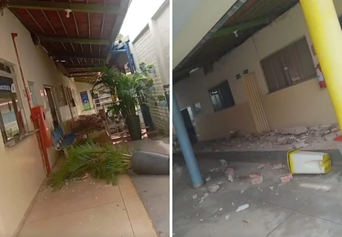 Parte do teto de escola desaba em Palmas e área é isolada por bombeiros
