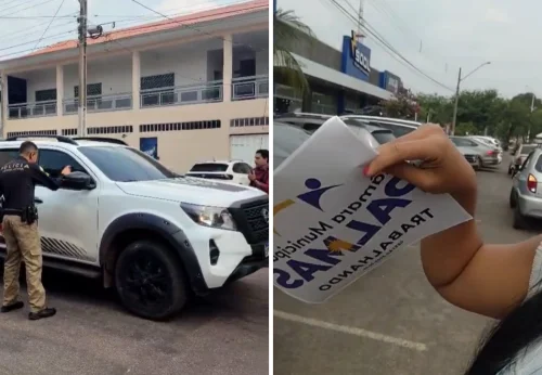 Grupo tenta adesivar caminhonetes de vereadores em protesto por transparência