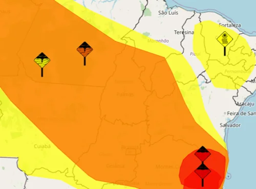 Tocantins em alerta laranja para tempestades com ventos de até 100 km/h