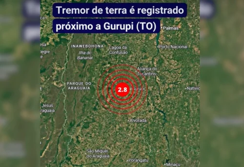Tremor de terra de magnitude 2,8 é registrado no interior do TO
