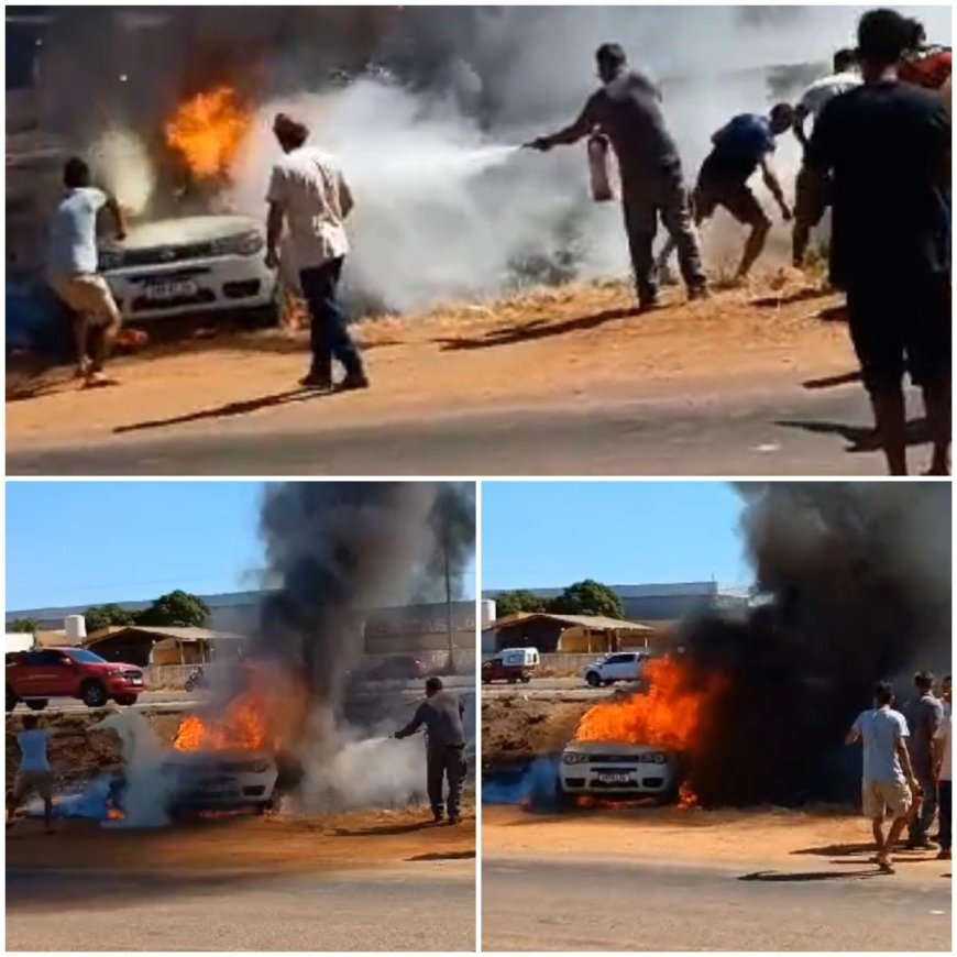 Tragédia na BR-010: Carro em chamas após colisão fatal com caminhonete