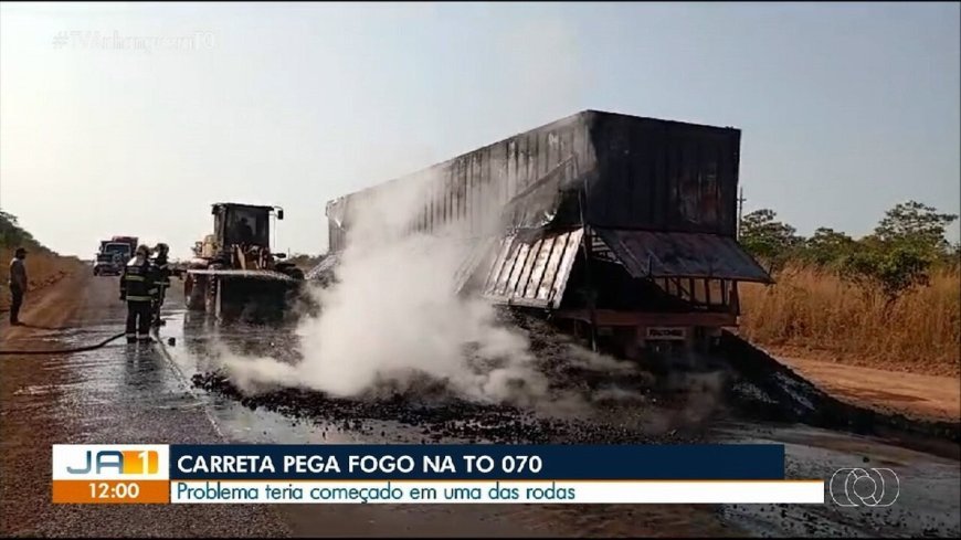 Incêndio em carreta carregada de carvão na TO-070: Combate durou mais de 10 horas